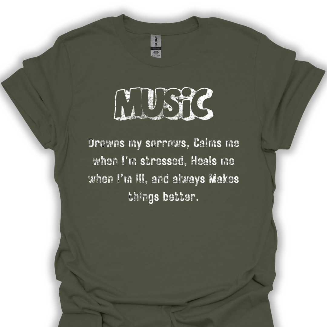 Music drowns my sorrows...